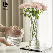 玻璃花瓶摆件客厅透明插花鲜花，高级感轻奢，小众植物水培玫瑰百合花