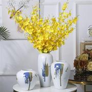 北欧风景德镇陶瓷花瓶磨砂颜色釉样板间客厅摆件创意个性家居软装