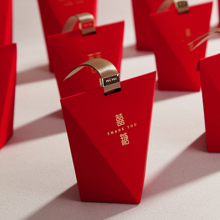 2024结婚喜糖盒子创意红色婚礼中国风高级感新中式喜糖果袋