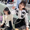 女童春装套装2024年韩版儿童甜美珍珠绑带淑女长袖衬衫半身裙