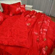 麻赛尔纤维圆床四件套欧式婚庆田园大红圆床裙多件套玫瑰苑