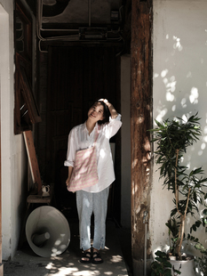 youngforever粉色格子斜跨单肩包大容量韩国ins布袋，夏天气质布包