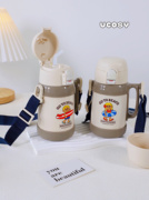 日本haleiwa儿童保温杯宝宝吸管水杯幼儿园便携保温水壶进口