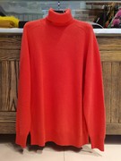 k牌艳色羊绒衫，西瓜红毛衣高领长袖，中长款宽松版净版高品质