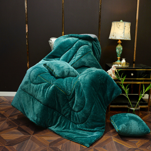 a折叠抱枕被子两用冬季加厚加大珊瑚绒毯，办公室午睡毯子