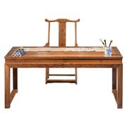 红木家俱鸡翅木办公桌书法桌加抽实木新中p式书桌简约书画桌