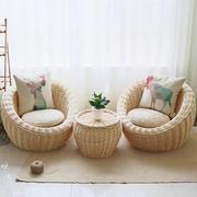卧室阳台小沙发藤椅组合三件套休闲田园单人，双人懒人沙发个性创意