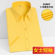 夏季纯黄色女士衬衫银行工作服面试短袖职业工装半袖通勤衬衣上班