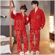兔年本命年睡衣布料纯棉两件套红色家居服套装长袖秋冬季情侣款女