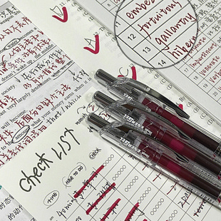 勃艮第红日本pentel派通速干中性笔BLN75透明杆彩色芯0.5按动式学生用黑色笔考试水笔签字ins风酒红松石绿