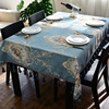 餐桌布桌布布艺欧式长方形，客厅家用正方形茶几，台布雪尼尔蓝色桌垫