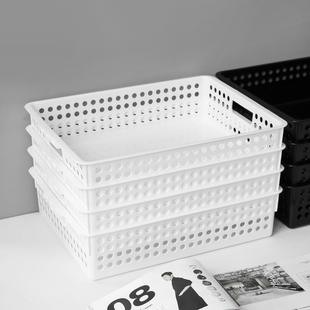 非黑即白网状公文篮文件篮筐，a4收纳筐盒架子，桌面资料整理栏多层盘