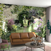 美式田园风森林墙纸，风景大自然3d立体延伸空间，墙布背景墙壁纸客厅