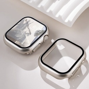 适用applewatchs9保护壳s8苹果iwatch8保护膜ultra手表，表壳9钢化膜s7表带，7一体全包se表套s6创意高级保护套