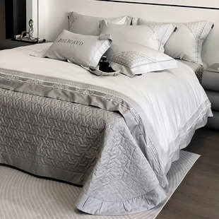 欧式高端200支纯棉长绒棉夹棉床盖四件套 全棉被套床单罩床上用品