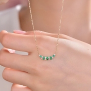 浮若瑞尔珠宝时尚款钻石，14分排镶祖母绿，23分18k金项链锁骨链