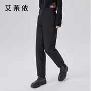 艾莱依锥形2023羽绒裤女冬季外穿高端时尚，鸭绒通勤设计感长裤