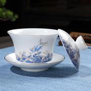 德化白瓷盖碗陶瓷茶杯三才碗功夫家用泡茶器茶具小号敬茶碗套装