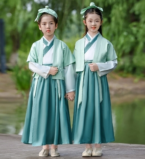 汉服男童幼儿园中国风演出服，男孩古装女童开笔礼，三字经儿童国学服