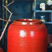 景德镇陶瓷花瓶三件套 红色大号落地花瓶 美式乡村陶瓷花瓶摆件