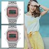 天美时timex女全球购舒适流行欧美手表小方，表银色数显电子时尚