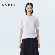 lancy朗姿2023秋季短袖套头，针织衫女高级感修身显瘦高端上衣