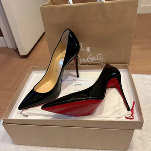 CL女鞋高跟鞋尖头漆皮KATE经典性感婚姻伴娘红底细跟浅口单鞋