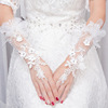 欧美外贸婚庆影楼摄影晚装婚纱新娘蕾丝镂空花朵勾指手套代发