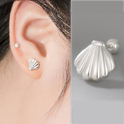 海洋风贝壳珍珠系列999纯银饰耳钉拧螺丝扣女士优雅高颜值