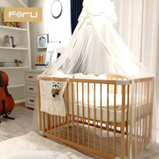 环保榉木无漆婴儿床拼接大床宝宝新生儿童床游戏床可变书桌送
