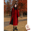 新年红色羊毛大衣女2024年冬装，法式小个子长款，双面羊绒呢子外套