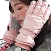 手套女冬季韩版雪花图案保暖加绒加厚防水防寒分指骑行滑雪手套@
