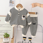 婴儿衣服秋季小孩洋气纯棉卫衣分体，套装八9个月，一2岁男宝宝春秋装