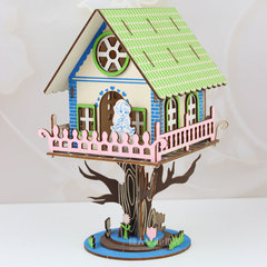 木制拼图diy手工花园小房子模型