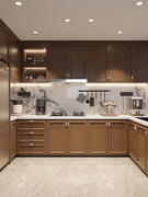 全屋定制整体开发式实木厨房橱柜新中式石英石台面橱柜一体式灶台