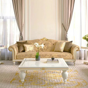 法式布艺沙发组合大小户型客厅新古典(新古典)实木，雕花三人位宫廷奢华沙发