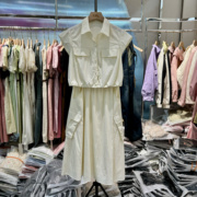 韩版工装风抽绳翻领无袖衬衣背心+夏季高腰口袋半身裙两件套装女