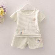 夏季宝宝短袖套装薄棉小孩婴儿衣服小童儿童夏装1男童短裤女童3岁