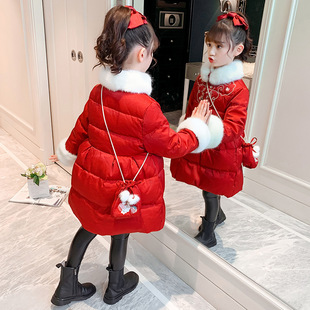 6女童唐装棉袄7冬装红色外套中国风棉衣儿童羽绒服拜年服8岁9