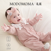 新生婴儿衣服春装2024公主女宝宝长袖纯棉洋气连体衣爬服
