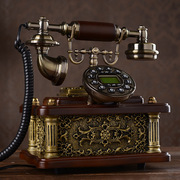 慕予臻欧式复古电话机实木固定家用座机古董免提来电无线插卡电话