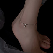 s925纯银圆珠铃铛脚链，女玉足足链小众，设计感美脚饰品情人礼物0004