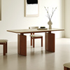 美式复古实木餐桌椅组合小户型现代简约法式中古风家用洞石岩板桌
