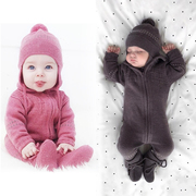 ins北欧针织 宝宝纯棉毛衣秋冬婴儿0-6个月连体衣冬装3件套12童装