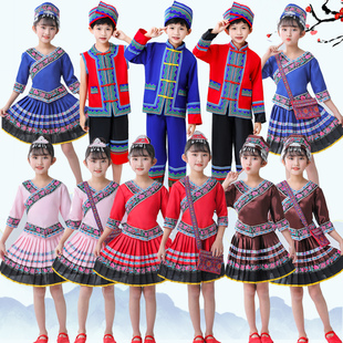儿童壮族演出服广西少数民族衣服，三月三歌圩节男女，成人壮族亲子装