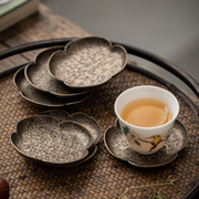手工茶杯垫隔热垫家用铜制杯托，家用复古茶杯，碟子茶道功夫茶具配件