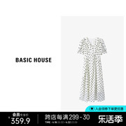 Basic House/百家好 波点短袖连衣裙宽松舒适v领裙子B0633B5H472