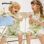 gohunabi儿童纯棉睡衣韩国夏季男童女童全家家居服短袖亲子套装