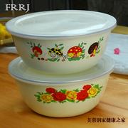 珐琅搪瓷盆加厚搪瓷保鲜碗瓷盆饭盒便当碗泡面碗冷藏汤碗带盖