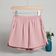 西装短裤a字版女小众设计感雪纺，夏季外穿粉色，薄款休闲阔腿热裤潮